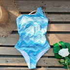 One Shoulder One Piece Swimsuit Women Swimwear Bodysuit Monokini Print Swim Suit Bathing Suit Beachwear