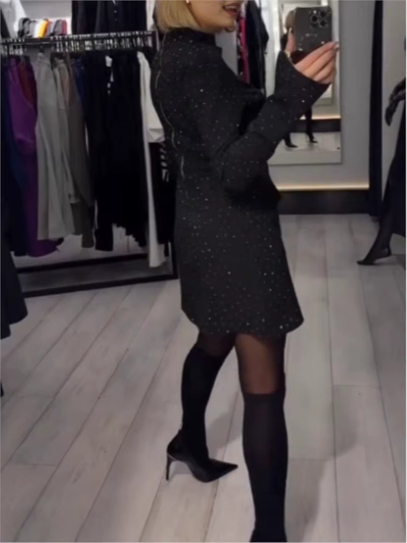 Women'S Spring Summer New Fashion Hot Diamond Tight Dress Women'S Clothing Elegant Casual Black Holiday Party Dresses Robe Femme