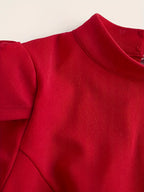Leisure and Elegant Style with Hollowed Out Bow Design at the Back, round Neck Button up Women'S Dress, Mid Length Skirt