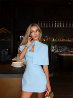 2026 Fall Women Solid Mini Dress Sexy Elegant High Collar Vest Vestido Fashion Office Lady Robes Chic Bodycon Streetwears