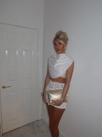 Women'S 2 Piece Matching Outfit Chic Sleeveless Draped Satin Crop Top High Waist Lace Corset Ruched Bodycon Skirt Party Outfit