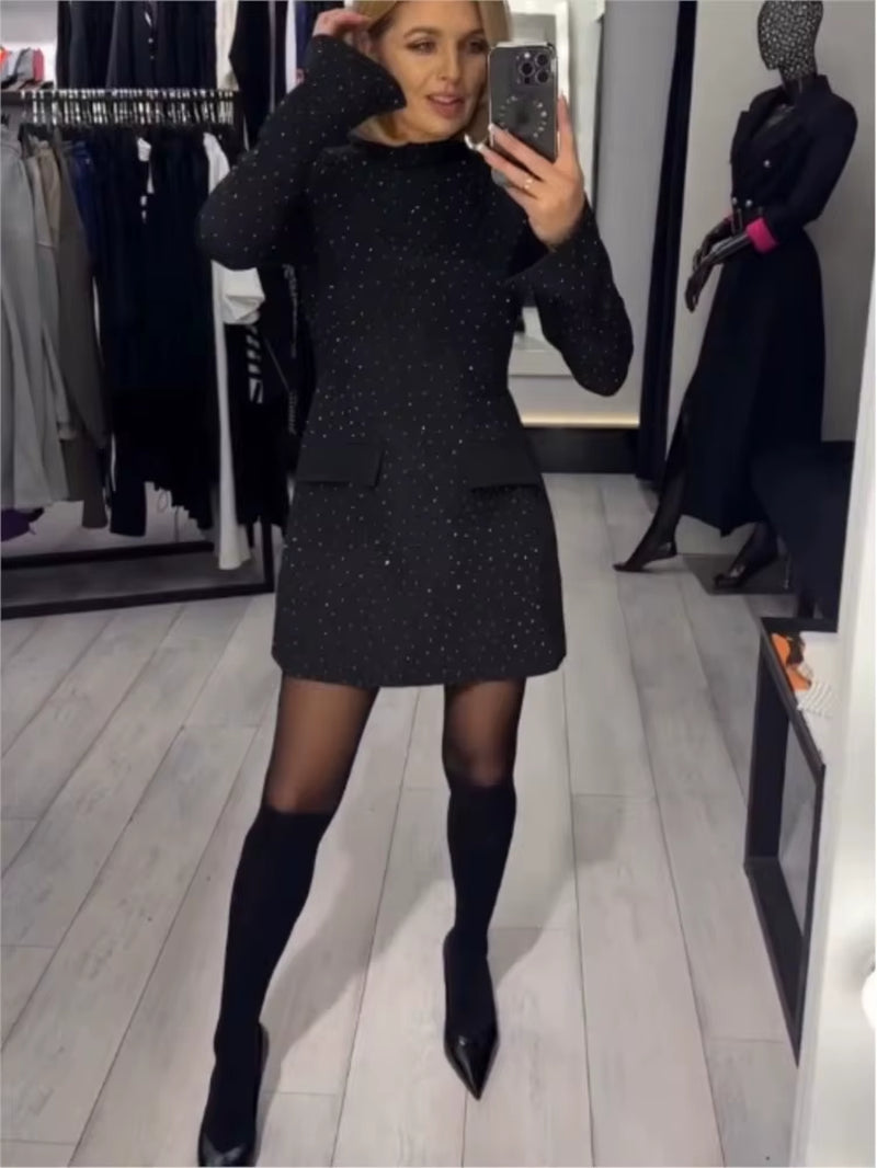 Women'S Spring Summer New Fashion Hot Diamond Tight Dress Women'S Clothing Elegant Casual Black Holiday Party Dresses Robe Femme