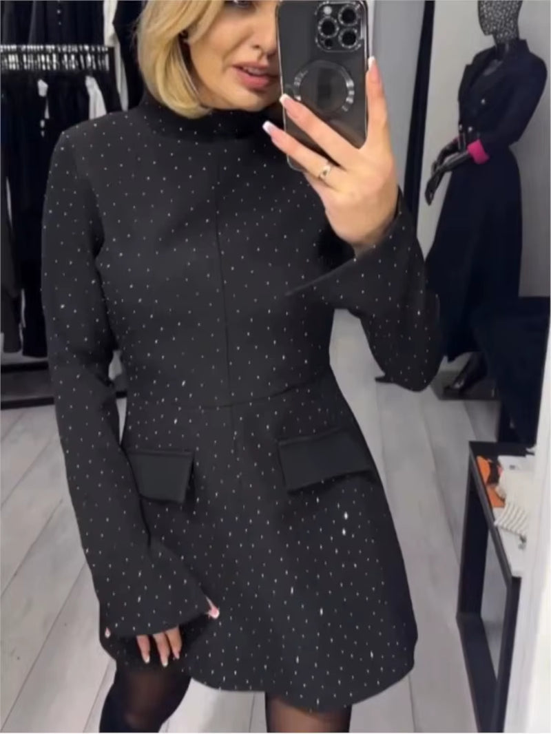 Women'S Spring Summer New Fashion Hot Diamond Tight Dress Women'S Clothing Elegant Casual Black Holiday Party Dresses Robe Femme