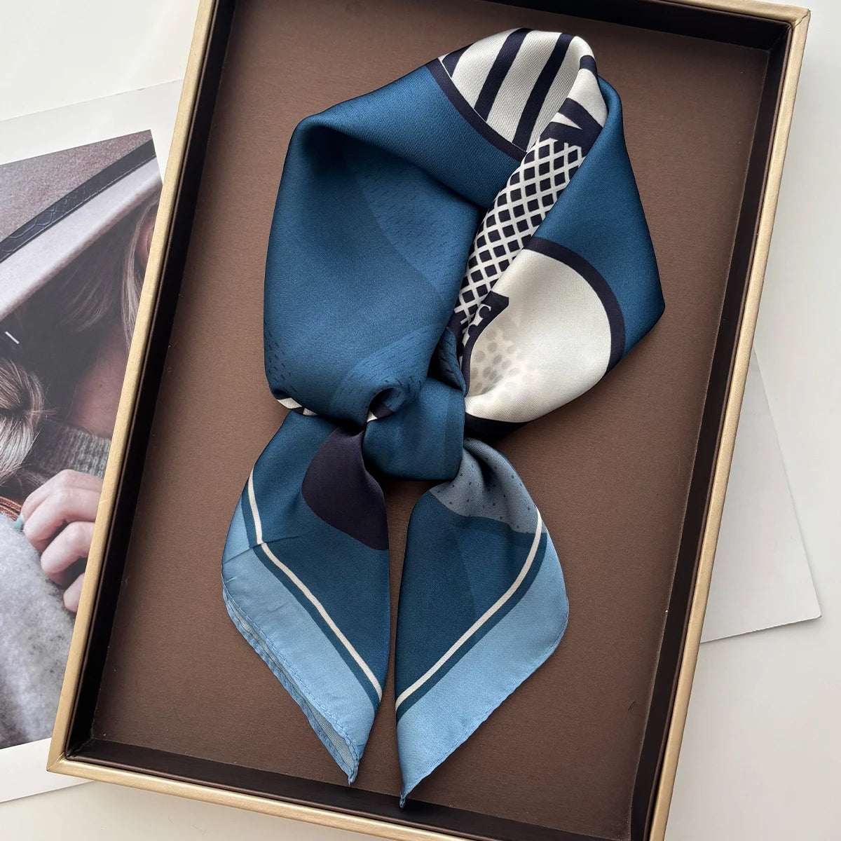 Luxury Square Scarf for Women Elegant Ladies Hijab Neckerchief Soft Stain Imitation Silk Scarves Fashion Shawl for Travel