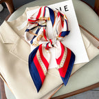 Neckerchief Female Luxury Square Scarf for Women Silk Feeling Shawl Satin Hijab Fashion Wraps Hair Bands Ribbon Headband Bandann