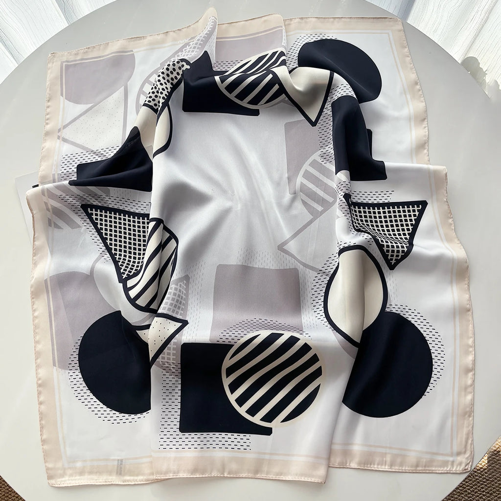 Luxury Square Scarf for Women Elegant Ladies Hijab Neckerchief Soft Stain Imitation Silk Scarves Fashion Shawl for Travel