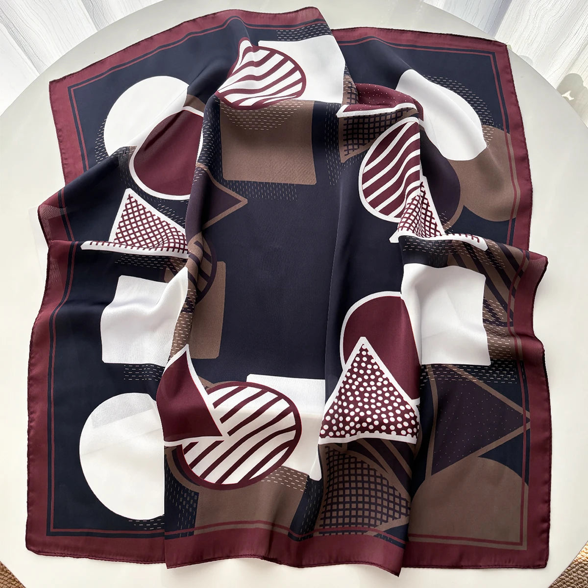 Luxury Square Scarf for Women Elegant Ladies Hijab Neckerchief Soft Stain Imitation Silk Scarves Fashion Shawl for Travel
