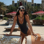 Sexy Deep V One Piece Swimsuit for Women,Rivet Decor High Cut Slimming Beach Swimwear,2026 One-Piece Bikini for Island Vacation