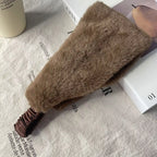 New Wide Design Fluffy Headband Solid Color Elastic Hair Band Soft Imitation Fur Hairbands Daily Wear